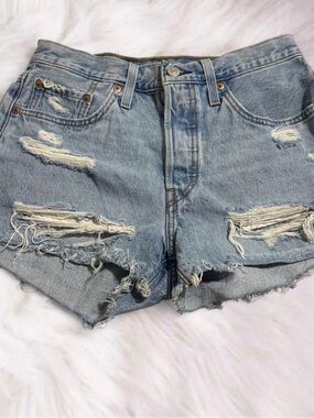 Levi's Light Blue Distressed Cutoff Jean Shorts